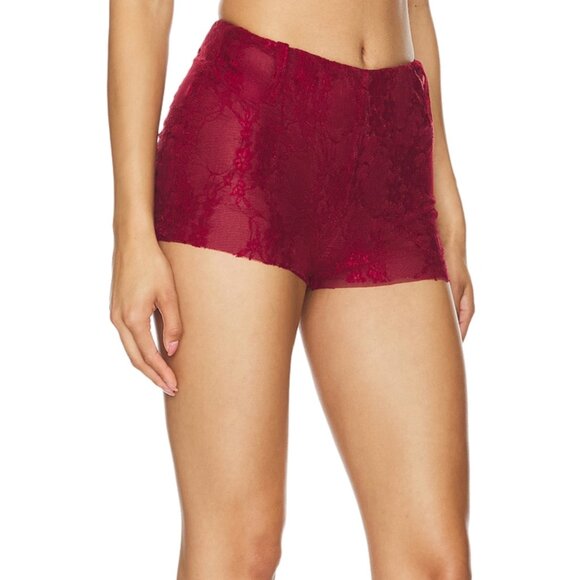 Somebodee x REVOLVE Paloma Micro Mini Booty Shorts Wine Red Hot Pants Medium - Picture 2 of 6